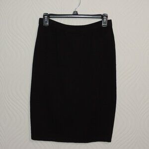 St. John Caviar Black Santana Knit Quiet Luxury Pull On Skirt S